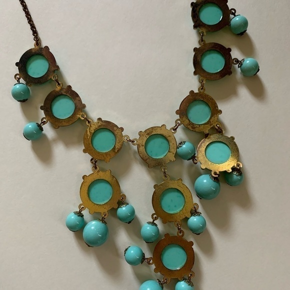 Aqua Bauble Necklace | Statement Jewelry | Tarnished Chain - Picture 4 of 4